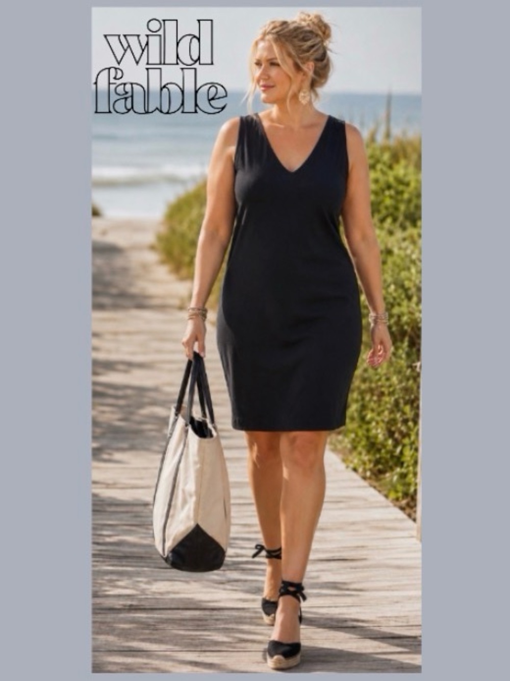 3X Wild Fable Black Sleeveless Cotton Dress with Double V Neckline, NWT